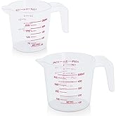 DTDNZKN 2 Pack Measuring Cup Set, 250ml (1-Cup) and 500ml (2-Cup) | Plastic Liquid Measuring Cups- Baking, Cooking, Mixing &amp; Measuring Cups, Essential Kitchen Tools