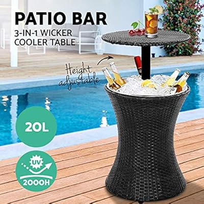 Gardeon Cooler Table Outdoor Patio Bar Wicker Rattan With Ice