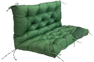 LFNOONE Thicken 5" Swing Chair Pads for Garden Patio,Swing Replacement Cushions with Backrest,Waterproof Bench Cushion for Outdoor Furniture,2-3 Seater Washable Swing Replacement Cushions/60x40 Green