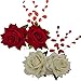 Rose Hair Comb Flower Hair Clips Wedding Party Havana Nights Hair Accessories for Women Stage Outfit (cream+hot red)