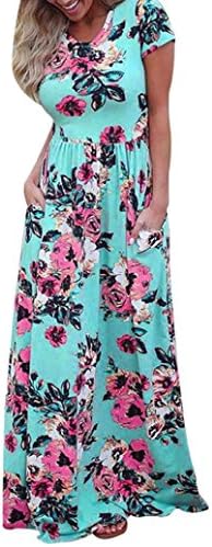 HODOD Women's Summer Floral Print Faux Wrap Maxi Long Dresses