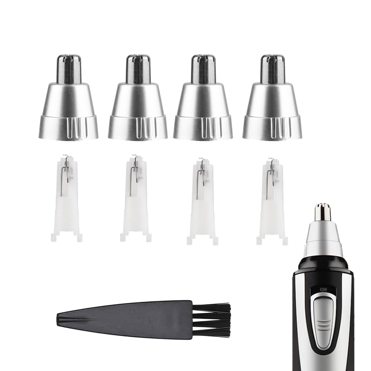 Photo 1 of GOMINYUF 4 Pcs Replacement Heads Compatible with Ear and Nose Hair Trimmer Clipper as The Photo Show-Include a Cleaning Brush