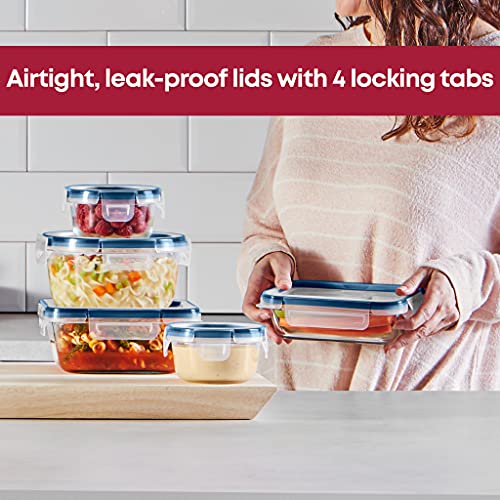 Pyrex Freshlock 10Piece Airtight Glass Food Storage Container Set with Microban, Non Toxic, BPA