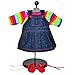The Queen's Treasures 15 Inch Doll Clothes Designed for Use with Bitty Baby Dolls, 4 Piece Bitty Denim Overall Skirt, Rainbow Shirt, and Shoes, Compatible with American Girl's Bitty Baby Twins