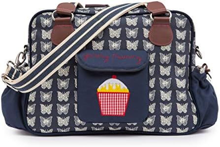 Yummy Mummy Stylish Nursery Changing Bag - Colour Navy Bows - Includes Travel Changing Mat Cupcake Design Luxury Baby Bag