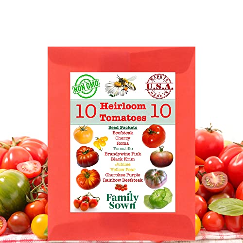 Heirloom Tomato Seeds by Family Sown 10 Seed Packets of Non GMO