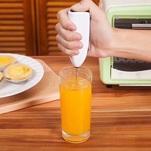 Perfect Operated Electric Foam Maker for Milk, Cappuccino, Coffee, Latte, Hot Chocolate, Durable Drink Mixer with White Stainless Steel Handle Electric Mixer