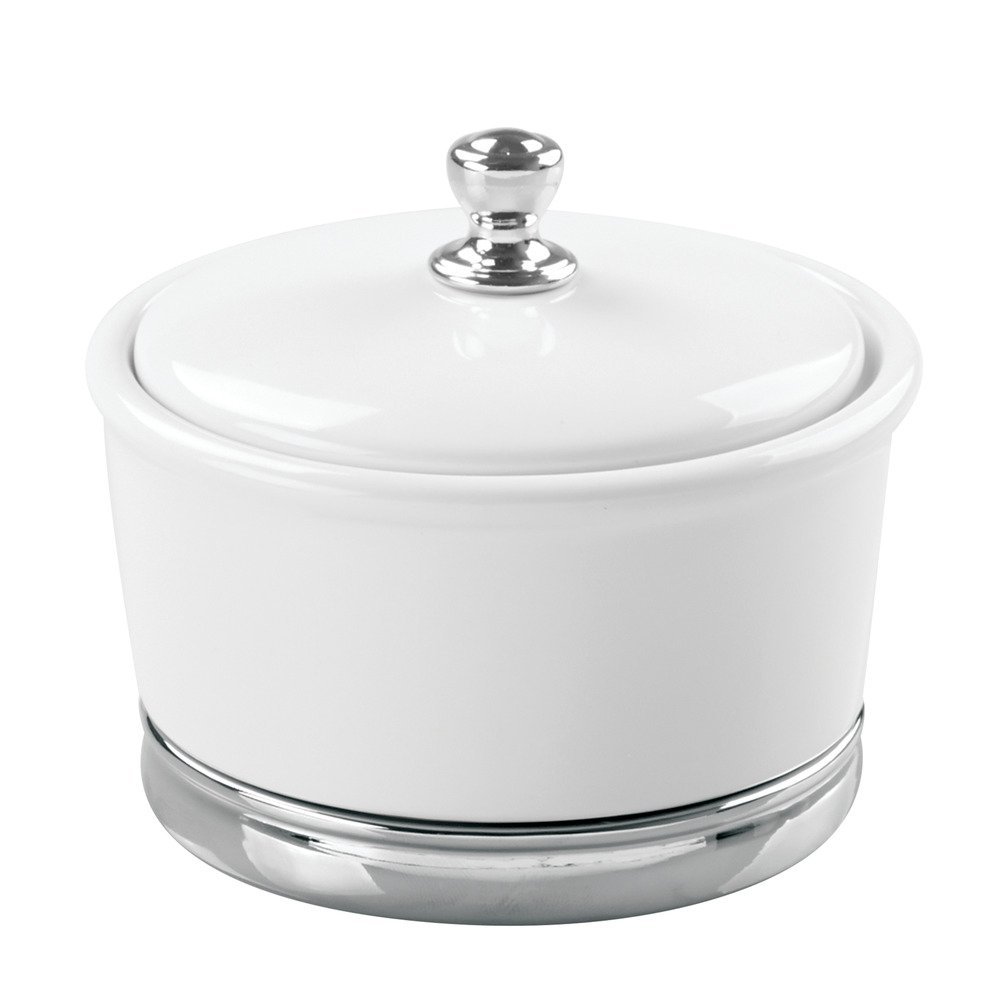 iDesign York Ceramic Canister for Bathroom Vanities to Hold Beauty