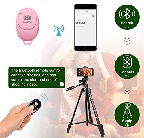Handy Stativ Smartphone Stativ iPhone Stativ Kamera Stativ Mit Bluetooth Fernbedienung Handyhalterung Kompatibel (Pink… – Bild 7