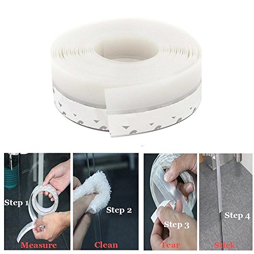 Weather Stripping, niceEshop(TM) Frameless Silicone Door Bottom Draft Stoppers Sealing Strip Sealing Sticker for Windows Sliding Soundproof Door Sweep, 16 Feet Length, 1.38 inch Wide
