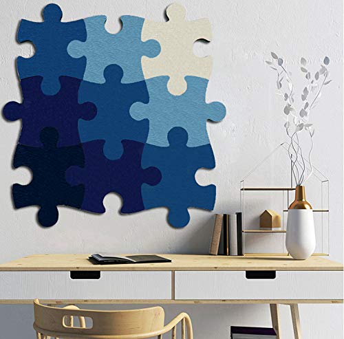 Felt Memo Bulletin Board for Walls, 9 pcs Cork Board Tiles Wall Stickers, Jigsaw Puzzle Pin Eva Boards Self Adhesive to Keep Photos Display Board Pads Pictures Poster Goals Notes Decorative