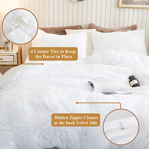 XeGe Plush Shaggy Duvet Cover, Luxury Ultra Soft Crystal Velvet Fuzzy