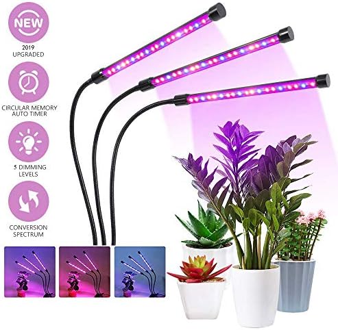 BAE Products Grow Light for Indoor Plants System, Adjustable Neck, Full Spectrum 54 LED Light with Auto On Off Timer, Desktop Clamp, Five Dimmer Settings for Beautiful, Vibrant Succulent Plants