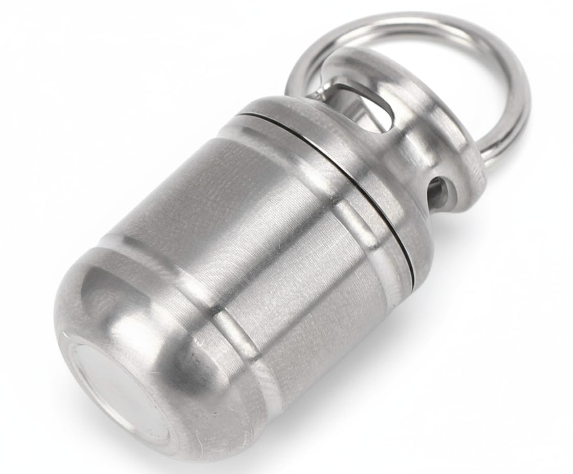 Alomejor Waterproof Pill Box Case Titanium Alloy Mini Medicine Storage Bottle Keychain Holder Container (S)