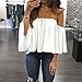 Sagton Womens Sexy Off Shoulder Tops Chiffon Casual flare sleeve Blouse