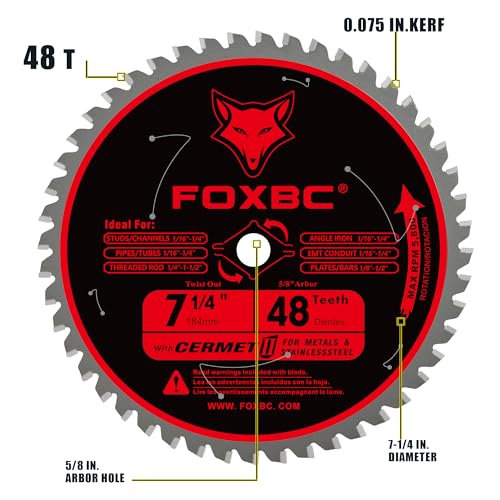 FOXBC 7 1/4 inch Metal Circular Saw Blade 48 Teeth, Metal and photo 12