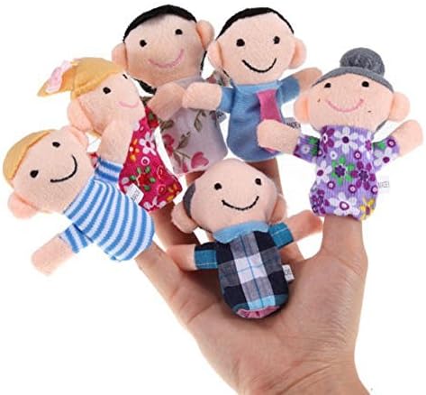 6PCS Baby Kids Plush Cloth Play Game Learn Story Family Finger Puppets Toys