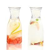 2 Pcs Glass Carafe with Lids, 1 Liter Juice