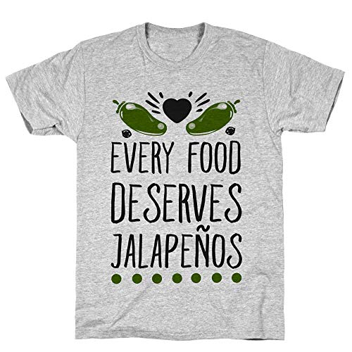 LookHUMAN Every Food Deserves Jalapeos 2X Athletic Gray Men's Cotton Tee