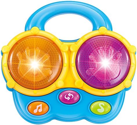 FreeBex Mini Musical Drum Percussion Instruments Toys with Light,  Early Learning Education Musical Instruments Toys  for Baby Toddler (Blue)