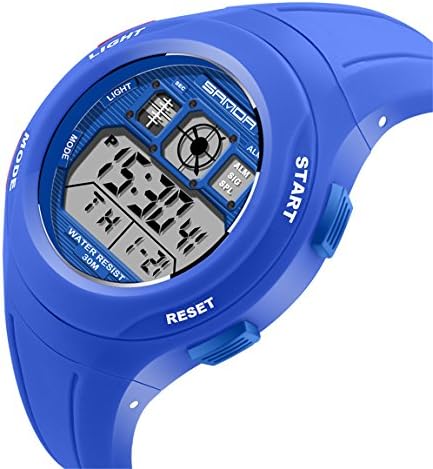 EVTCO Kids LED Digital Unusual Sports Outdoor Children's Wrist Dress Waterproof Watch with Silicone Band, Alarm, Stopwatch for Boy Girls Blue