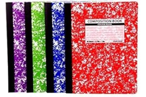 Mintra Office Composition Books - Sturdy Flexible Cover (4 Pack, Assorted Marble Comp - College Ruled)