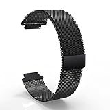 Feicuan 15mm Replacement Watch Bracelet Magnetic Loop Clasp Stainless Steel Wrist Strap for Garmin Approach S6 S20 -Black