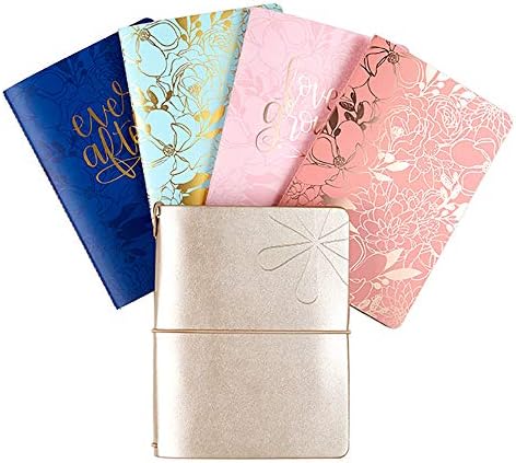 Erin Condren Petite Planner Wedding Bundle - Includes 4 Wedding Planners and a Champaign Colored On The Go Folio with Thick Paper, Boost Productivity, Durable, Pretty, Cute, Stylize