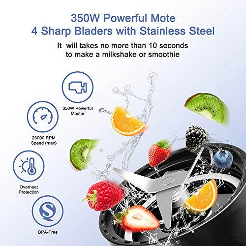 HERRCHEF Smoothie Blender, Personal Blender for Shakes and Smoothies