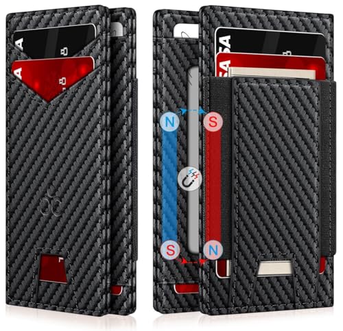 Wallet for Men Slim Leather Wallets for 9-13 Cards, RFID Blocking Thin Card Holder Wallet with ID Window & Stretchable Cash Slot, Minimalist Bifold Small Wallet for Front Pocket, Birthday Gift for Men