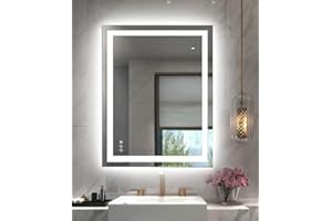 Amorho LED Bathroom Mirror 24"x 36" with Front and Backlight, Stepless Dimmable Wall Mirrors with Anti-Fog, Shatter-Proof, Memory, 3 Colors, Double LED Vanity Mirror(Horizontal/Vertical)