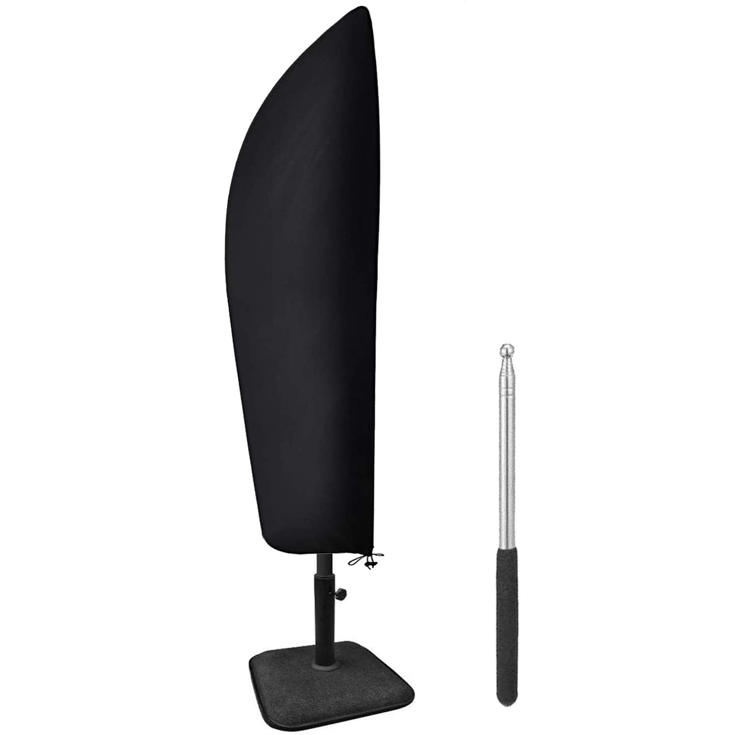 Senders Parasol Umbrella Cover with Rod, Outdoor Cover, 210D Oxford Fabric, Waterproof, Dustproof, UV-resistant, Telescopic Pole, 265 x 40/70/50 cm, Black