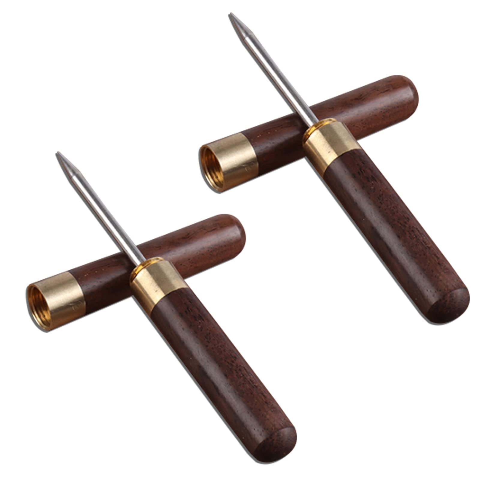 2 Pieces 6.73IN Wood Ice Pick Stainless Steel Ebony Tea Needle Wooden Handle Ice Axe for Kitchen Bars Bartender Picnics Camping