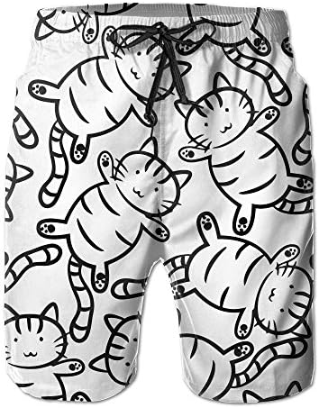 Liuxl Cute Cats Mens Cargo Pants Quick Dry Bottom Elastic Waist Short With Pockets For Man