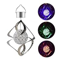 Alisy Solar Wind Chime Light, Colour Changing LED HangingWaterproof Spiral Spinner Lamp Outdoor Decorative Light for Garden Yard Balcony Patio (Multicolor C 3PC)