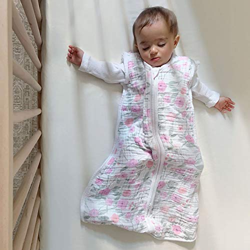 aden + anais Baby Sleeping Bag, 100% Cotton Muslin, Wearable Swaddle Blanket for Girls & Boys, Newborn Sleep Sack, Breathable & Lightweight, TOG Rating 1.0, Mon Fleur, Small, 0-6 Months