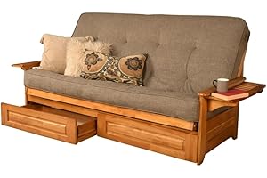 Kodiak Furniture Phoenix Queen Butternut Wood Storage Futon-Linen Stone Mattress