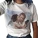 Dolland Womens Baby Angel Kiss Print Funny T-Shirt Summer Casual T-Shirts Round Neck Short Sleeve Top Tee,White,M
