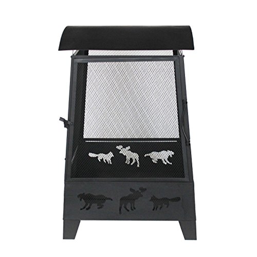 ALEKO FP009 Steel Outdoor Fireplace with Spark Screen Mesh Lining and