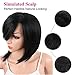 KRSI Short Pixie Cut Bob Synthetic Wigs for Black Women Natural Black Costume African American Wigs with Bangs Full Wigs That Look Real