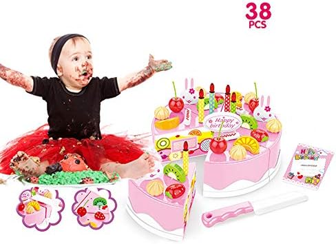 Simulation Cake Cut toy LILICAT 38 Stück vorgeben Rollenspiel Küche Spielzeug Happy Birthday Kuchen Essen Schneiden Set Kinder Birthday Party Tool Gift For Kids (A)