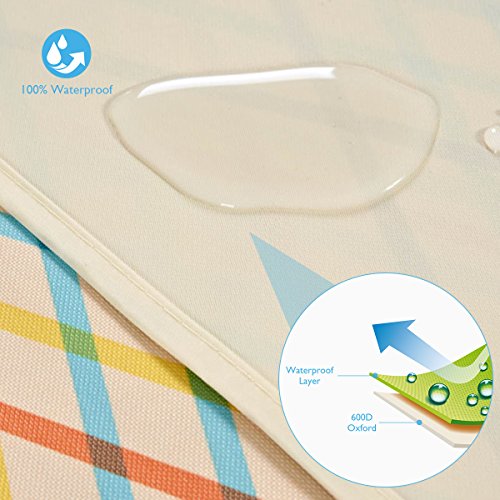 NaturalRays 80x60 Family Picnic Blanket with Tote, Extra Large Foldable and Waterproof Camping Mat for Outdoor Beach Hiking Grass Travel (Bisque)