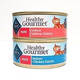 Blue Buffalo Healthy Gourmet Indoor Wet Cat Food Variety Pack - 2 Flavors (Chicken Entree and Salmon Entree) - 12 Total Cans (5.5 oz Each)