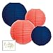 Andaz Press Hanging Paper Lantern Party Decor Trio Kit with Free Party Sign, Coral and Navy Blue, 4-Pack, for Nautical Bridal Shower Wedding Decorations