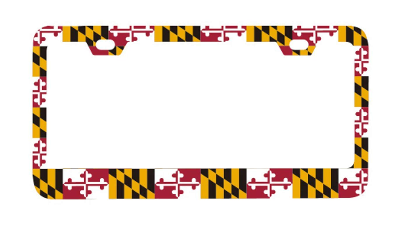 Maryland Flag MD Metal All Over Print License Plate Frame
