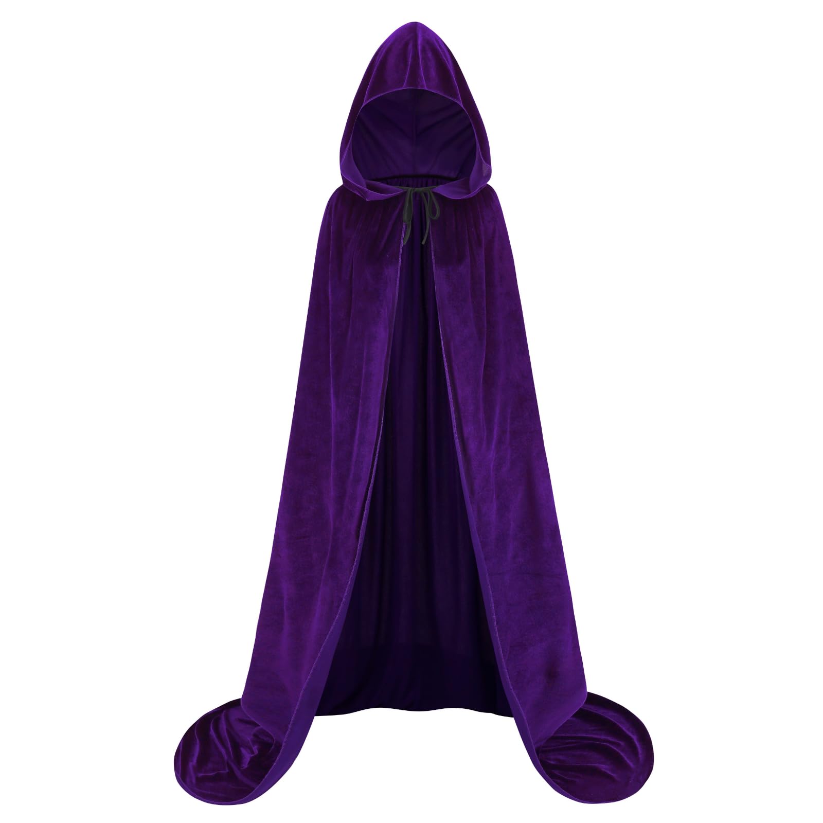 DELIVESS Velvet Hooded Cloak Purple Cape with Hood Men Halloween Raven Cosplay Witch Adult Women(150CM/59, Dark Purple)