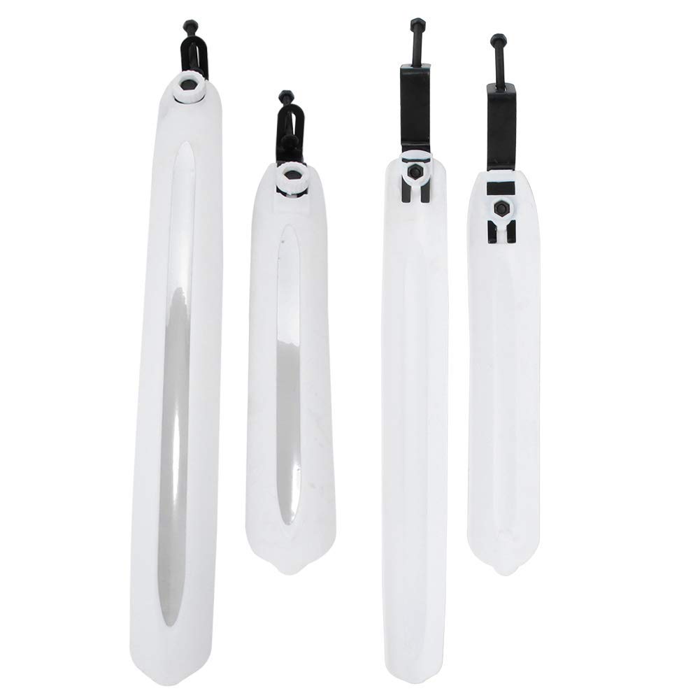 Alomejor 1 Pair Bicycle Mudguard Plastic Front and Rear Bike Mountain Road Bike Mud Guard Set (White)