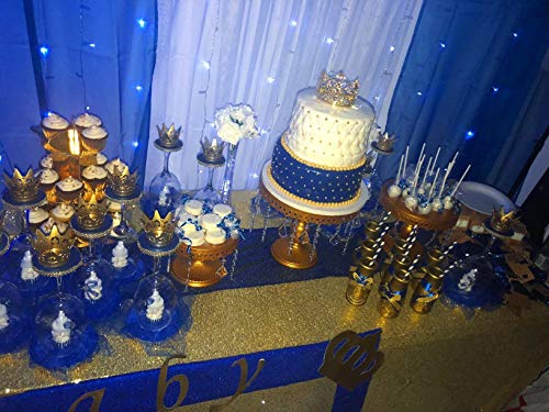 BLUETOP Wedding Table Runner Blue 12 x 72 Inch Glitter Sequin Party Runner Shiny Sparkling Dining Tablecloth for Birthday Prom Banquet Ceremony Home Supplies and Decorations