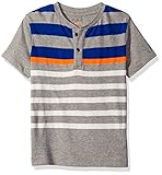 The Children's Place Big Boys' Short Sleeve Henley, Smoke Black, Medium/7/8