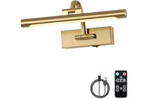 DESOOP Wireless Picture Lights for Wall Rechargeable Brass Gallery Lights Battery Operated Art Lamps with Remote and Timer Di